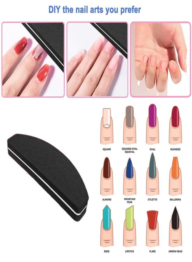 GigaGround 20 PCs Nail Buffers, Double Sided Nail Files Buffer Blocks 100/180 Grit Portable Washable Sanding Buffing File Arc Shape (Black) - Image 5